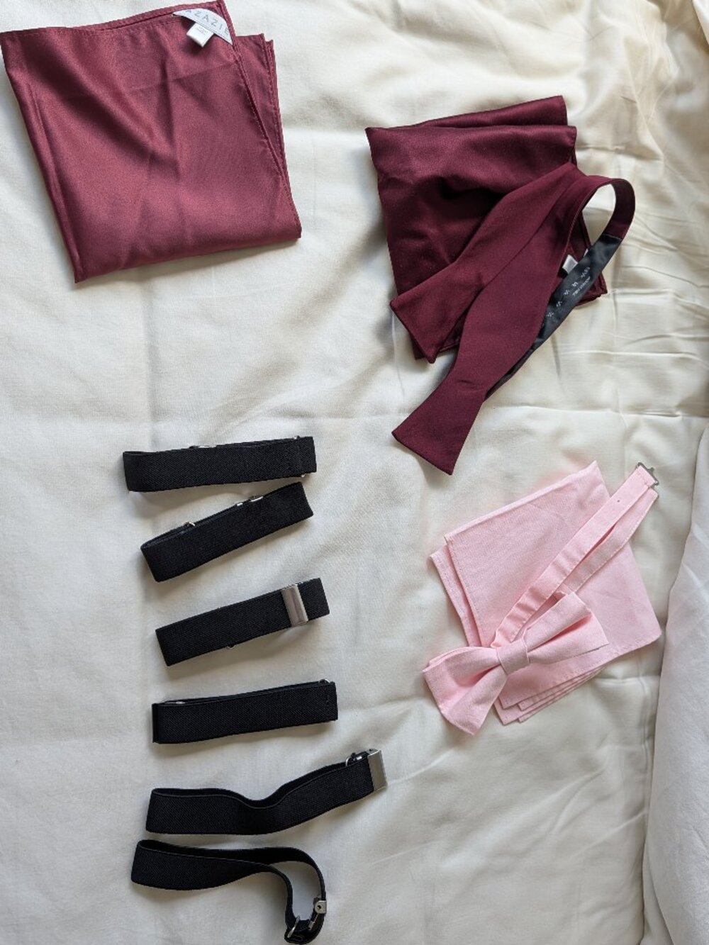 Wedding Accessories - bowties, pocket squares, sleeve garters